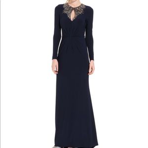 NEW JS Boutique Long Sleeve Beaded Cut out Navy Dress